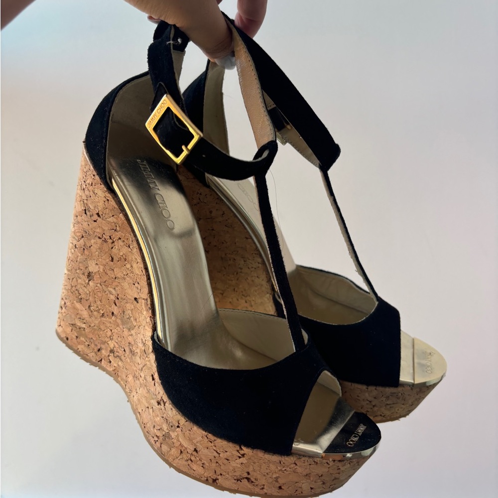 Jimmy Choo Vintage Black Wedge Sandals in great condition!